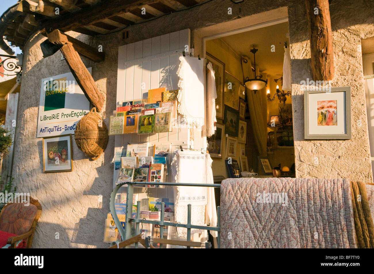 Book, painting, souvenir shope in the hill top village of Le Castellet, Cote d'Azur, South France Stock Photo