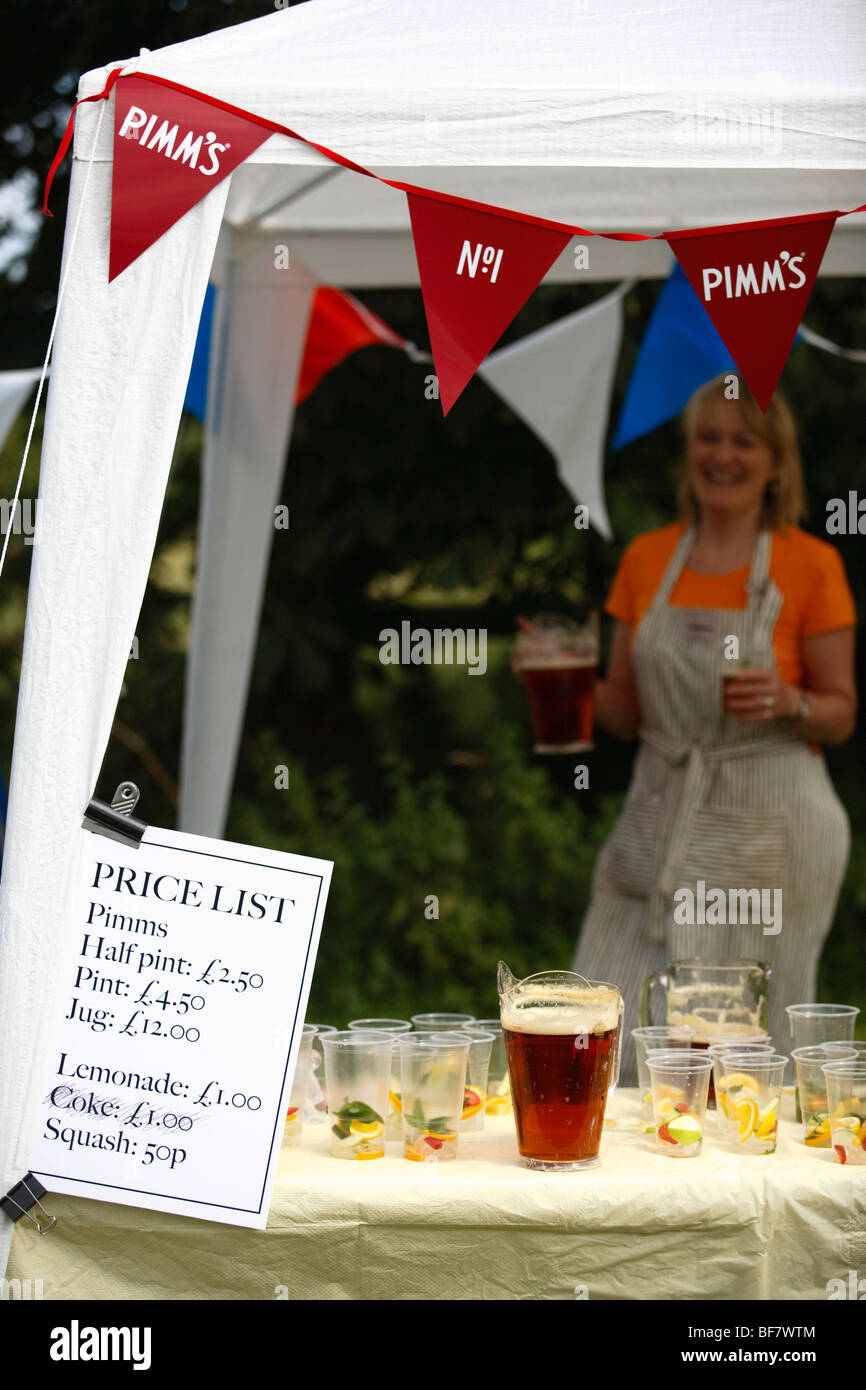Pimms stall at a Village Fete, Eastleach Turville, Gloucestershire, UK Stock Photo