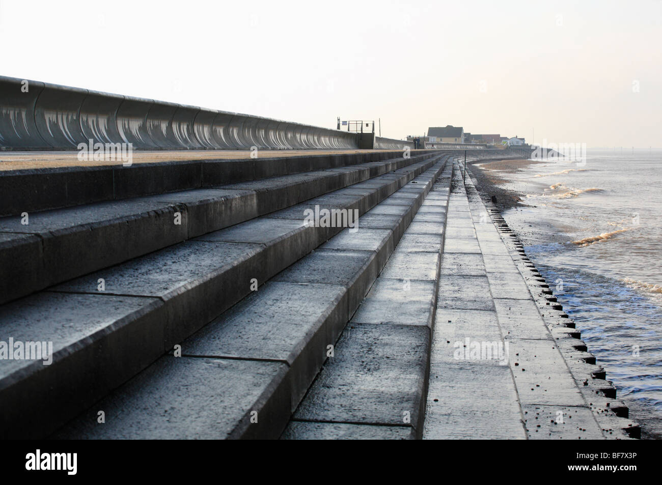 The sea wall at Hunstanton, Norfolk, UK. Stock Photo