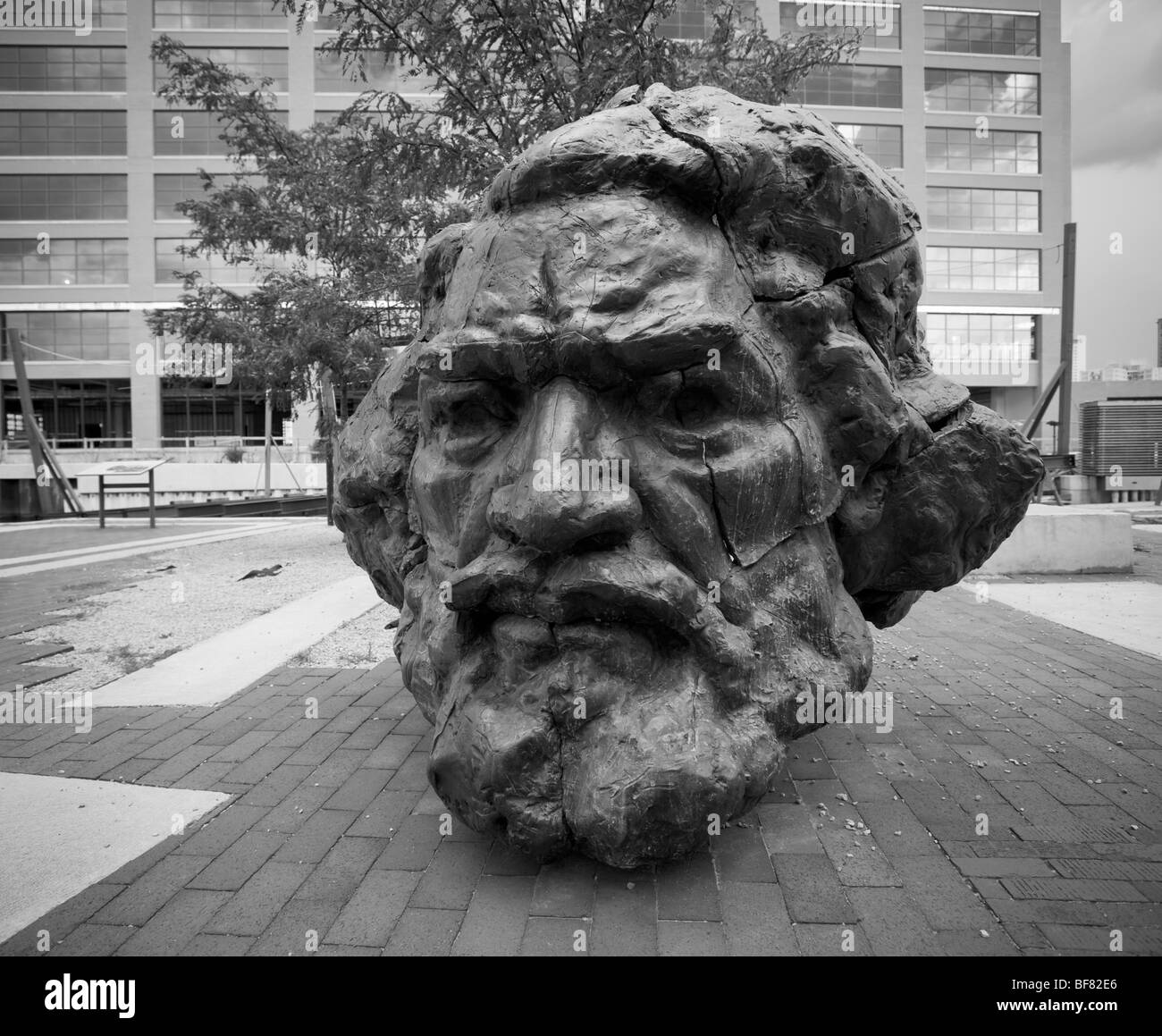 Sculpture in Baltimore Frederick Douglas head , Fells point Stock Photo