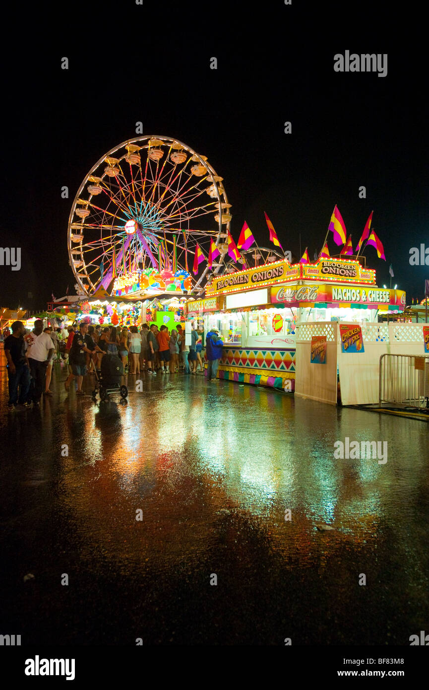 State fair carnival midway at night Stock Photo