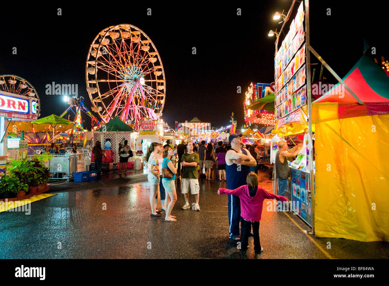 State fair carnival midway at night Stock Photo Alamy