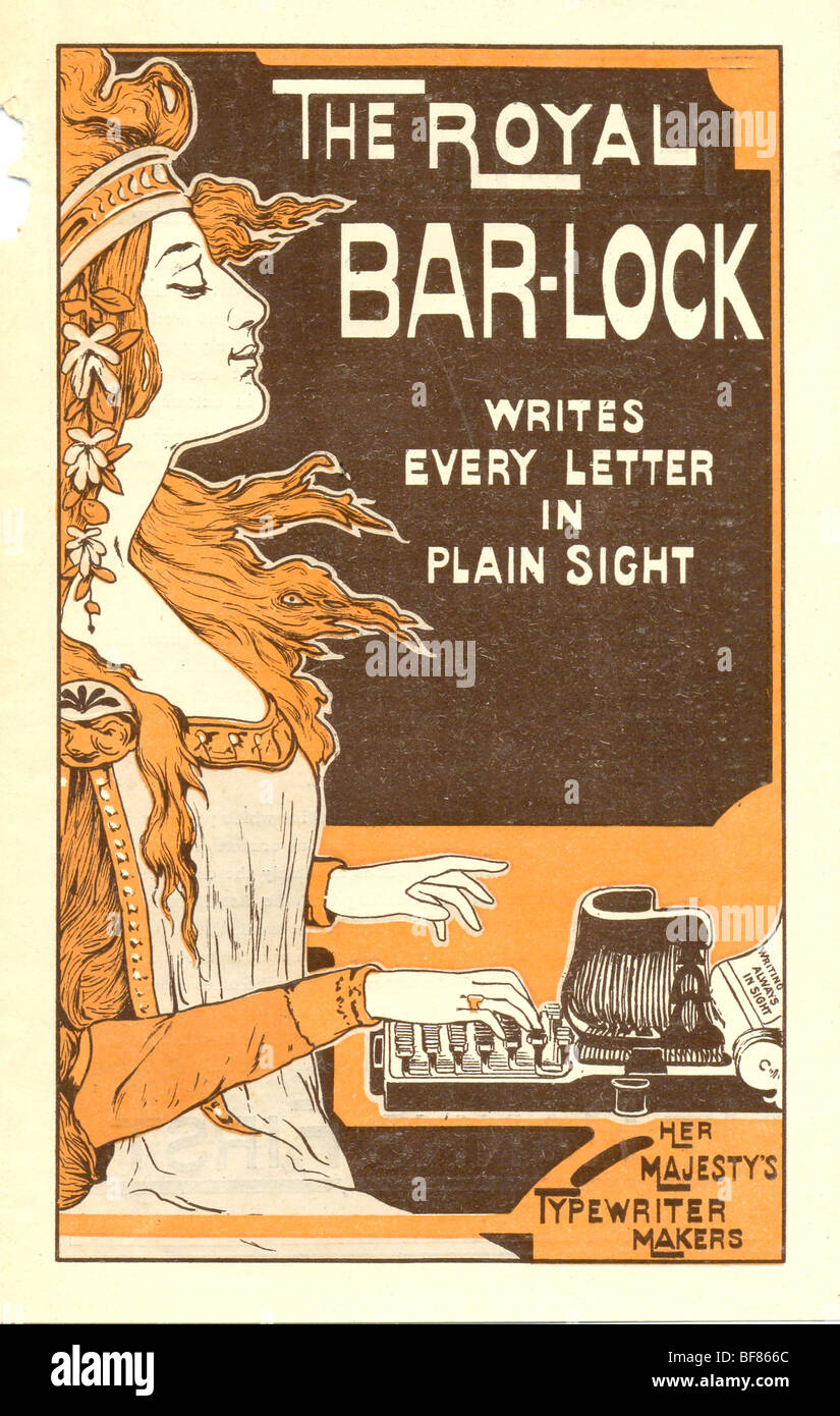 Advertisement for the Royal Bar-Lock Typewriter Stock Photo