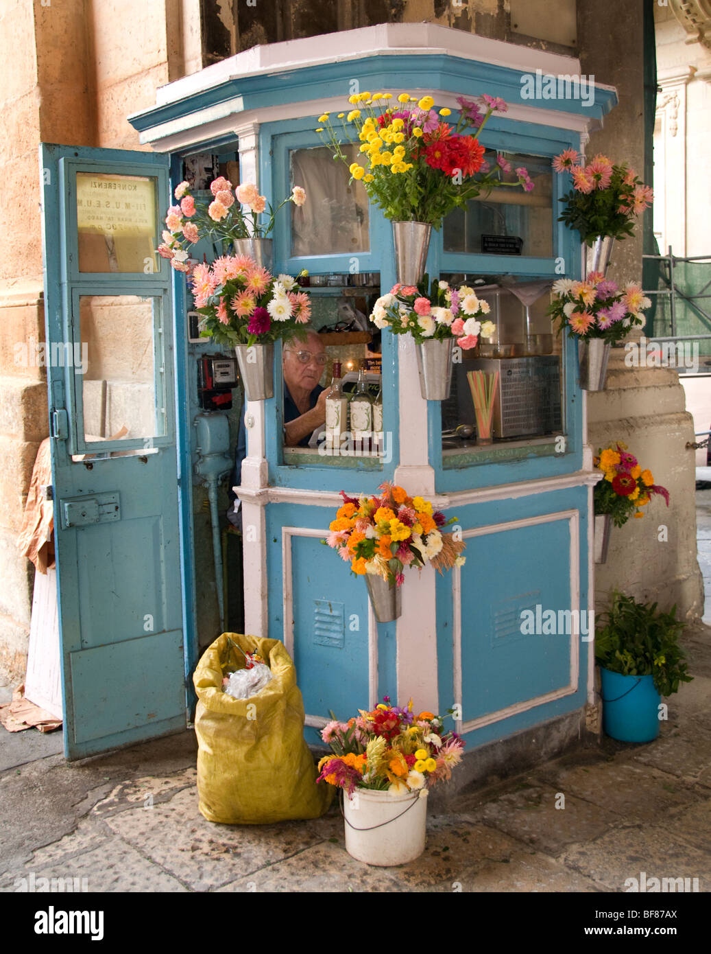 Malta Fortified City Valletta Flower Flowers Shop Stock Photo Alamy