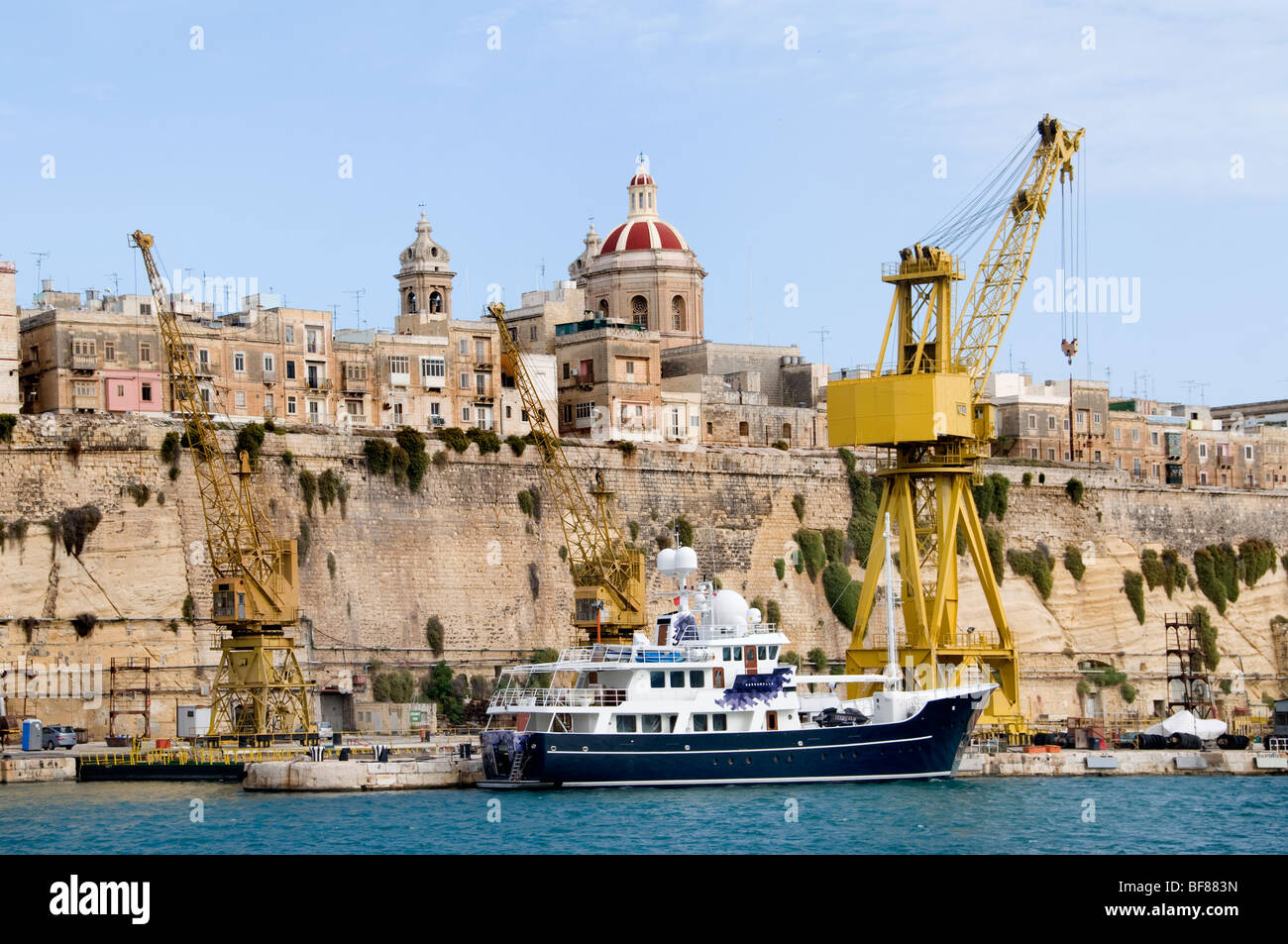 Senglea Malta three cities opposite Fortified City Valletta Stock Photo