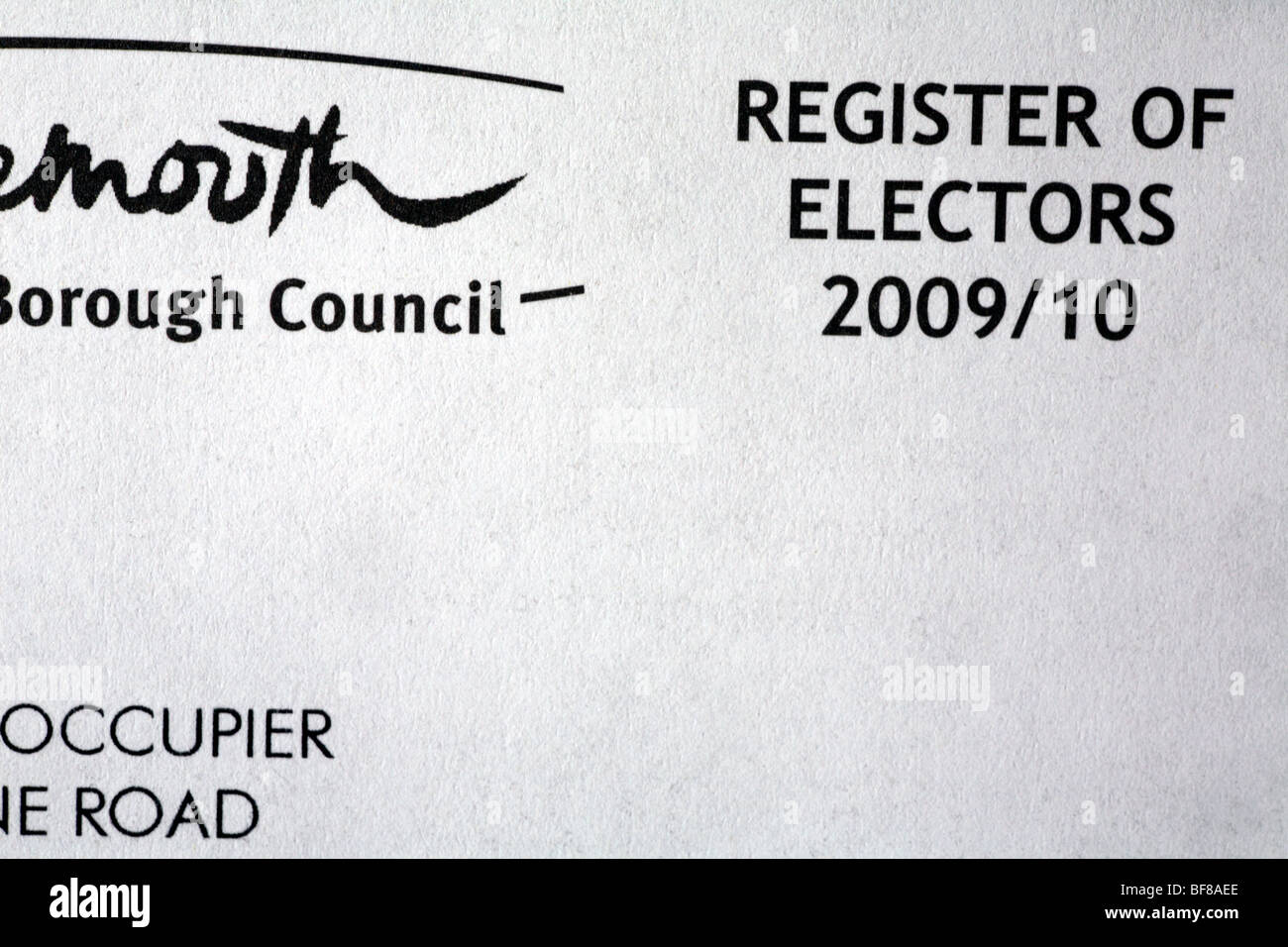 Register of electors 2009 10 hires stock photography and images Alamy