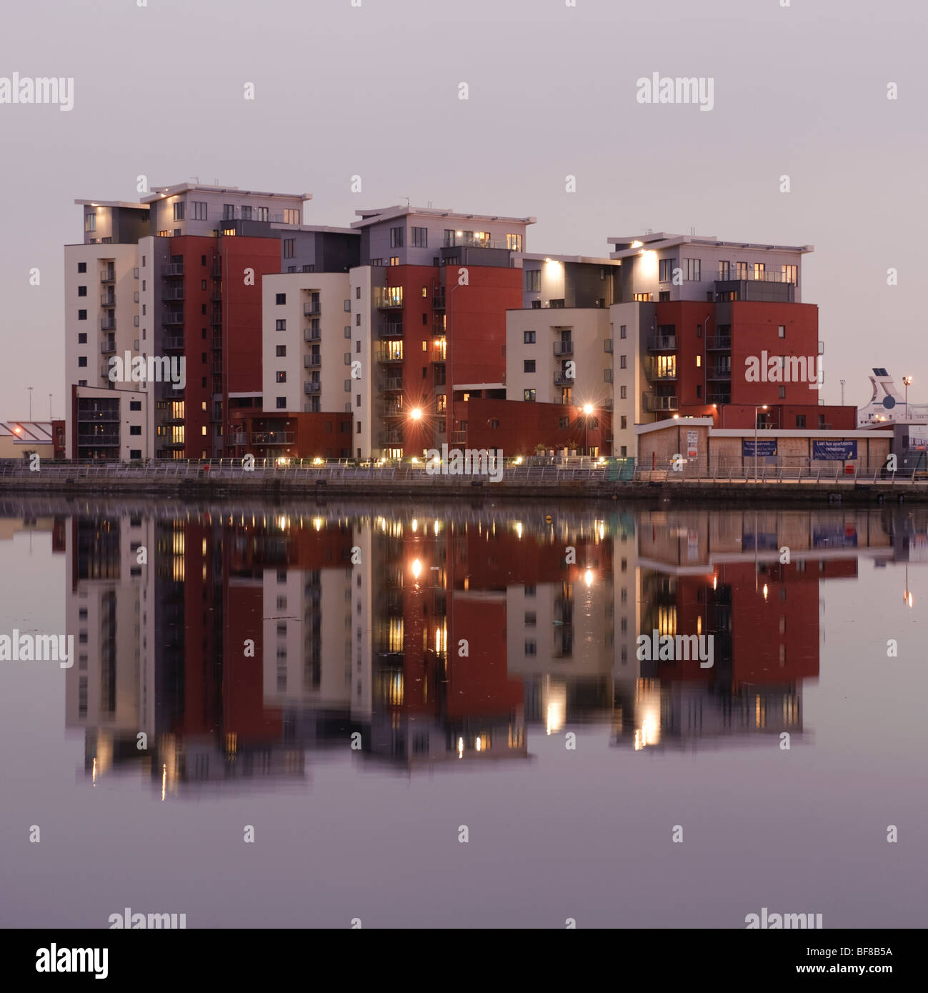Blocks of waterside flats and apartments in Swansea SA1 docklands