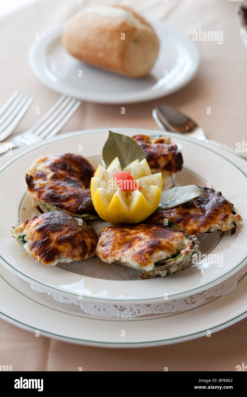 Baked Oysters Stock Photo