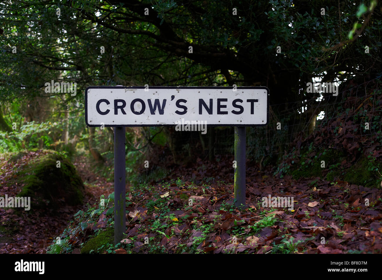 Crow's Nest Village Sign, Liskeard Cornwall Stock Photo