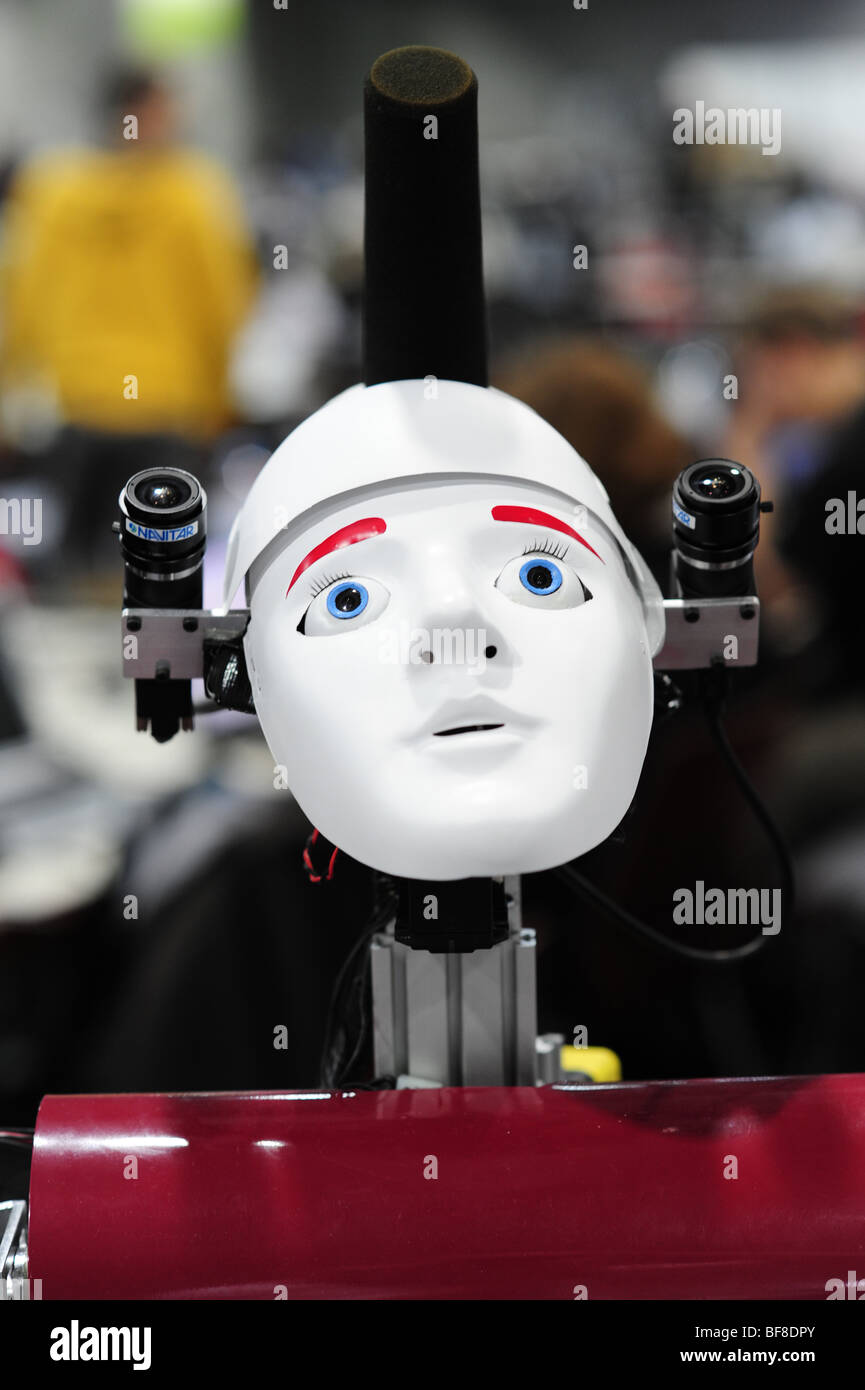 RoboCup 2009, Graz, robot world championship, robotics, humanoid, scrutiny Stock Photo