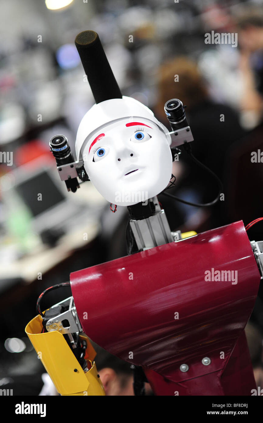 RoboCup 2009, Graz, robot world championship, robotics, humanoid, scrutiny Stock Photo