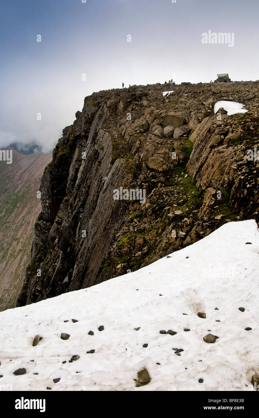 View of the north face and summit of the highest UK mountain, Ben Nevis  from snow covered plateau of Observatory Gully Stock Photo - Alamy