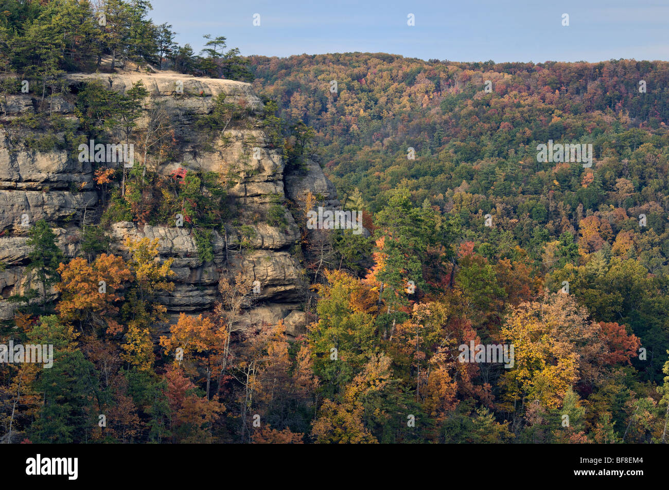 Autumn Color on Lookout Point in Natural Bridge State Park, Kentucky Stock Photo
