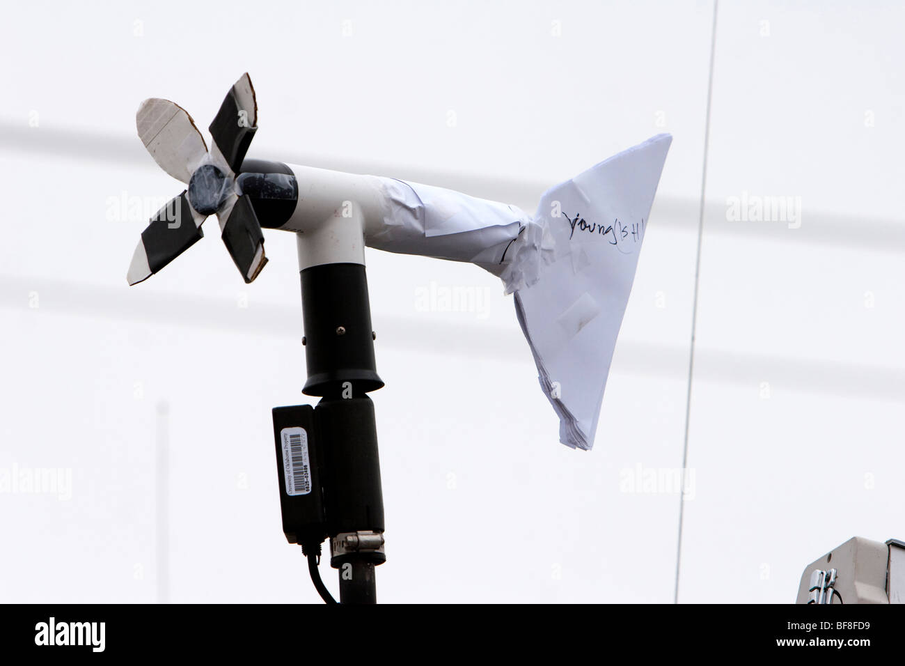 A fake anemometer. After a tornado ripped the anemometer from Sean Casey's Tornado Intercept Vehicle 2 , he constructed this Stock Photo