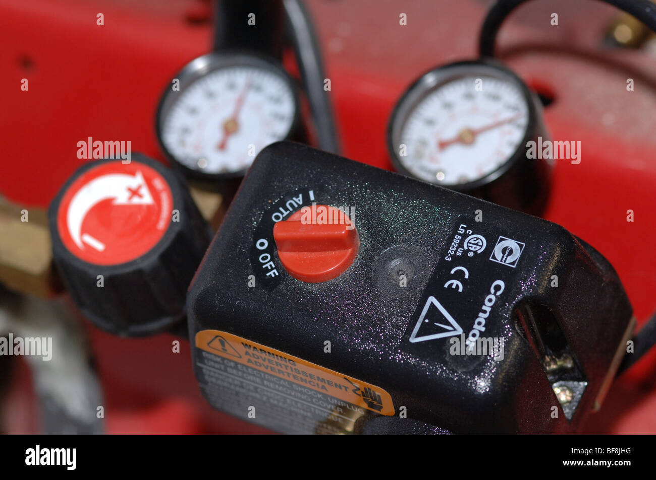 Air compressor gauge and controls Stock Photo Alamy