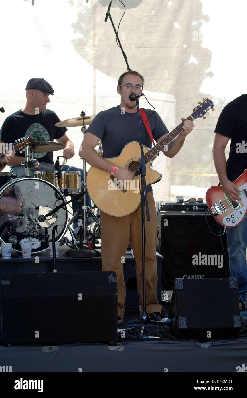 The Gobshites Irish Band play an outdoor concert. Stock Photo