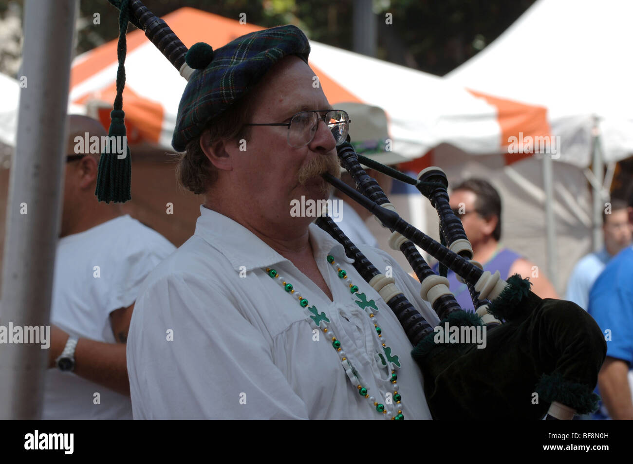 Man playing the bagpipes. Stock Photo