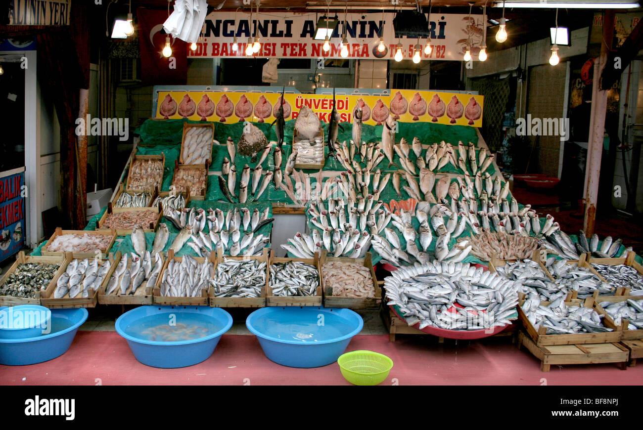 Beautiful display at the Istanbul Fish Market Turkey Stock Photo
