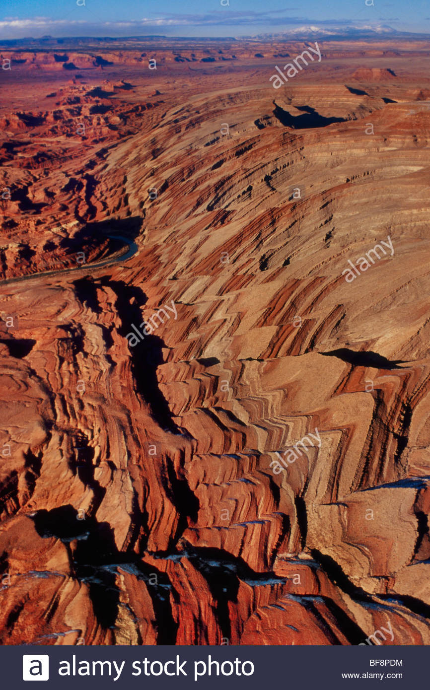 Waterpocket Fold (aerial), Capitol Reef National Park, Utah Stock Photo