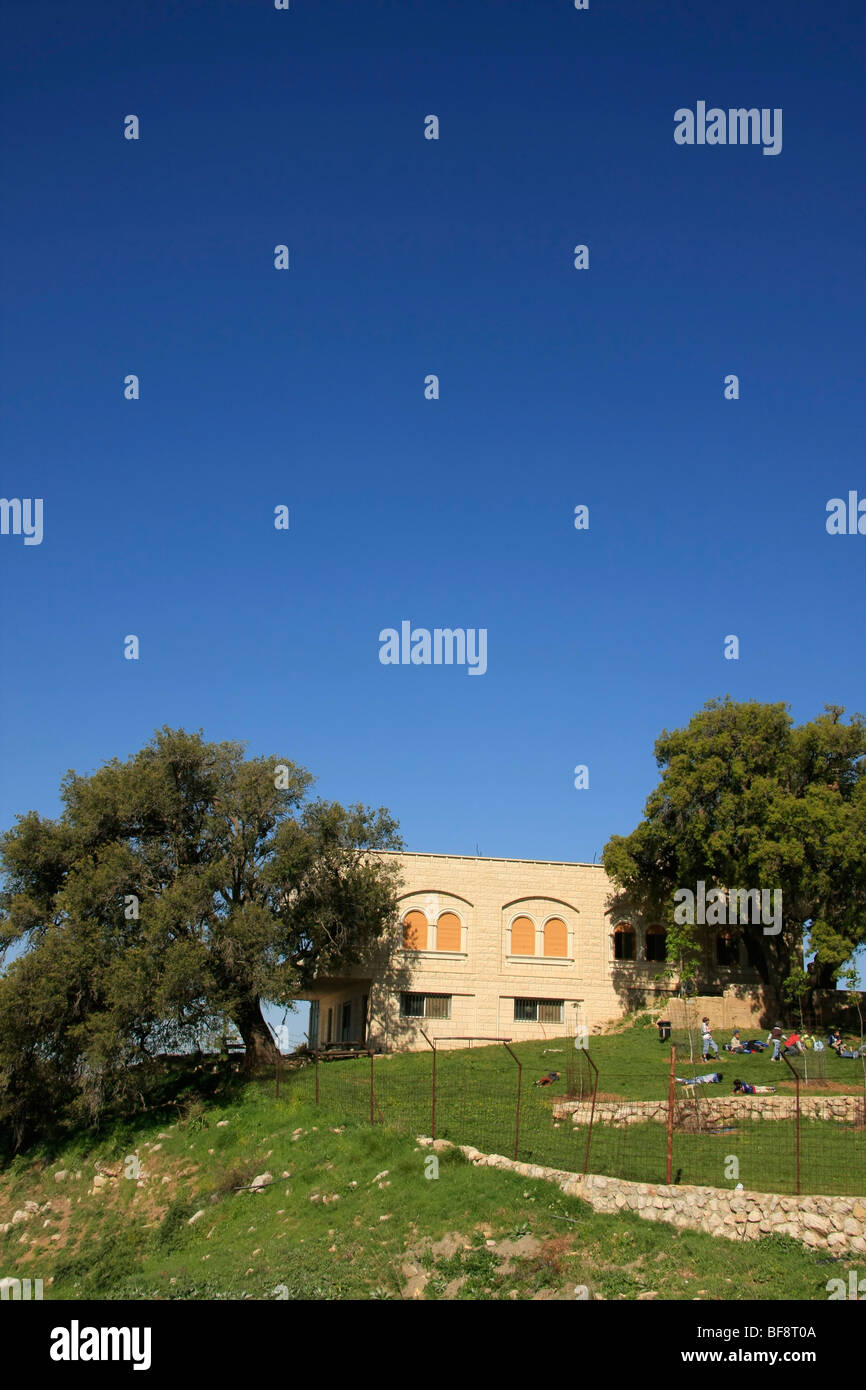 Golan Heights, Oak trees by the burial place of the Druze prophet Nabi Hazuri Stock Photo