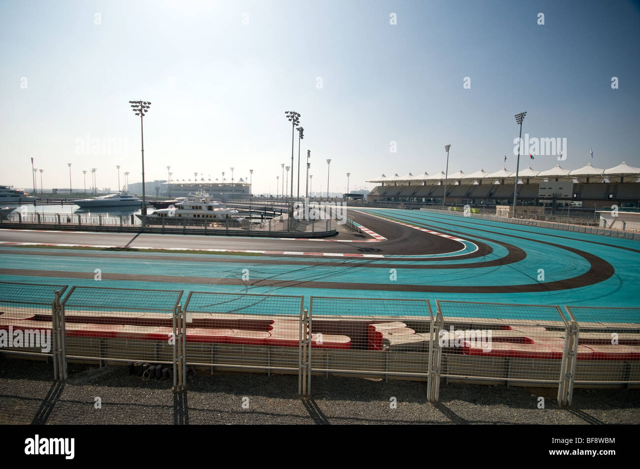 Formula One grand prix race track circuit on Yas Island in Abu Dhabi, UAE Stock Photo