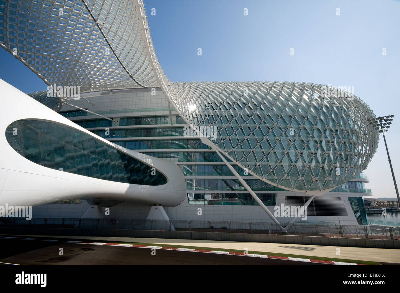 Modern architecture of Yas Viceroy Hotel on the Formula One grand prix  track at Yas Island, Abu Dhabi, UAE Stock Photo - Alamy