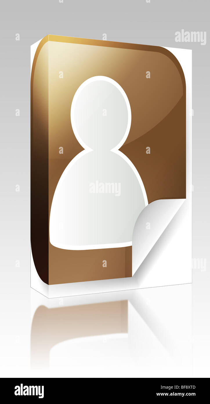 Software package box Navigation icon sticker button with user symbol ...