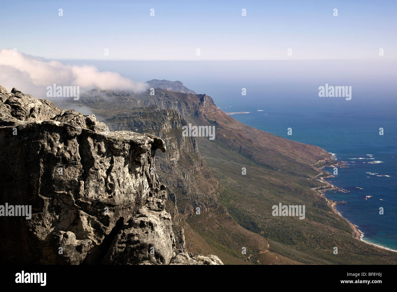 View south along the cape from Table Mountain, South Africa Stock Photo