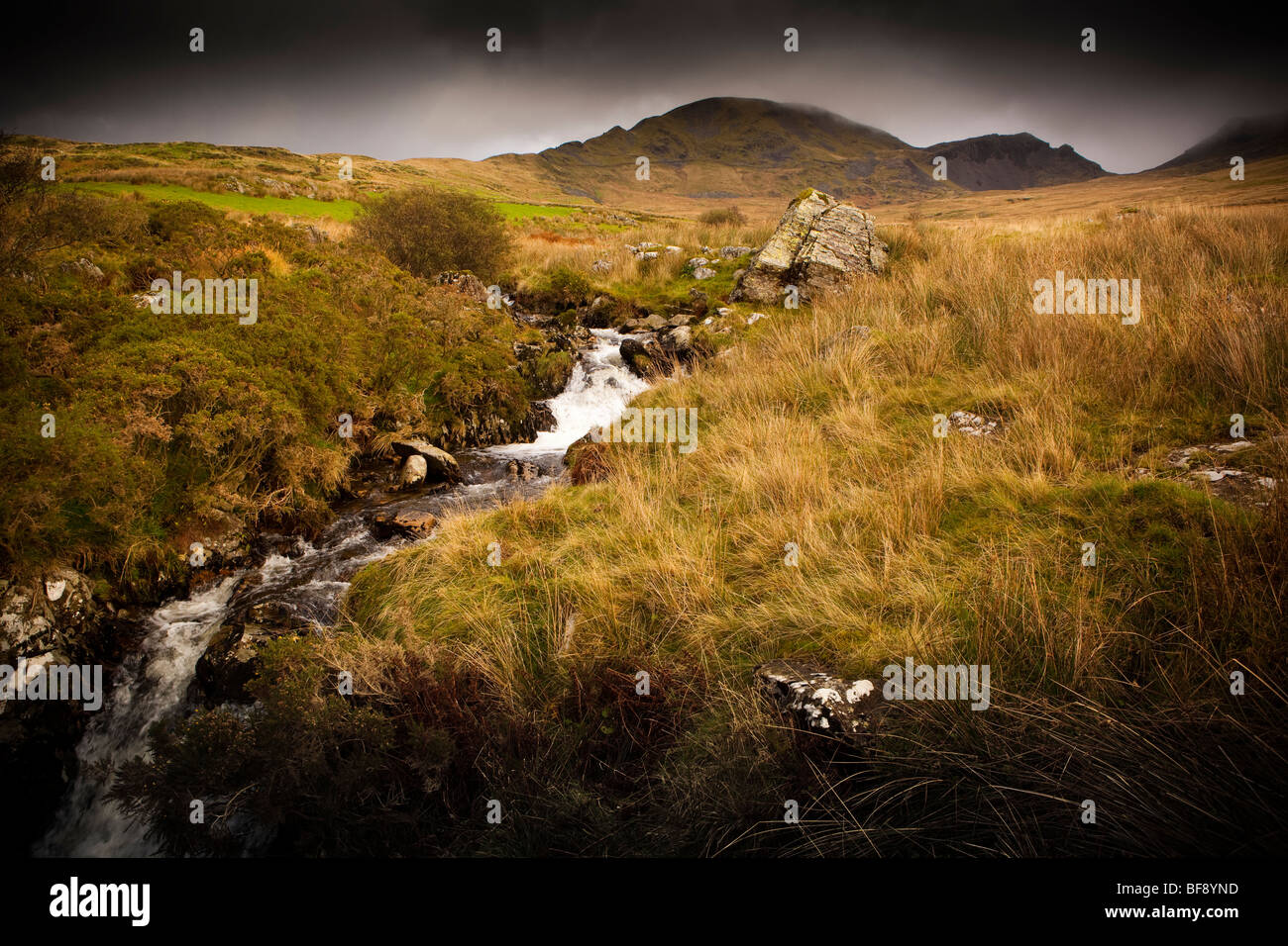 North Wales Snowdonia Croesor Autumn colourful stormy colorful landscape nature Stock Photo