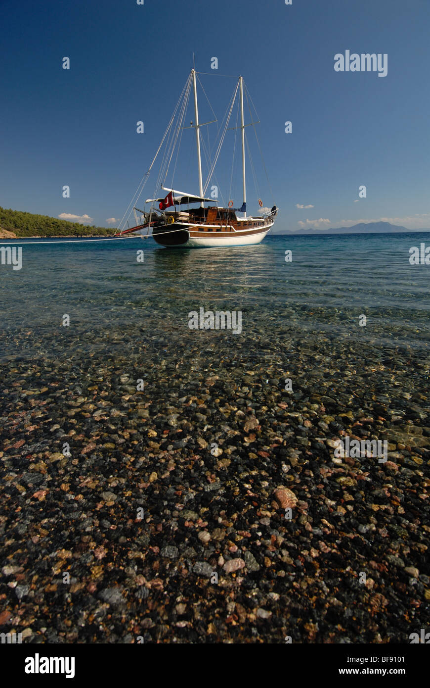 sailboat at the Bodrum coast,Turkey Stock Photo