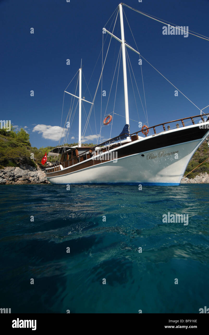 sailboat at the Bodrum coast,Turkey Stock Photo