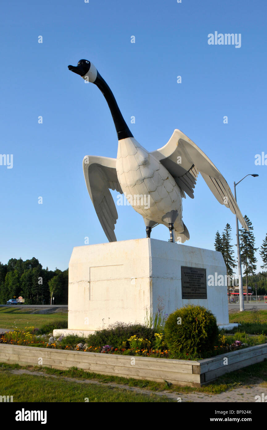 Wild Goose Statue in Wawa Ontario Canada Commemorates completion of Lake Superior stretch of Trans Canada Highway 17 Stock Photo