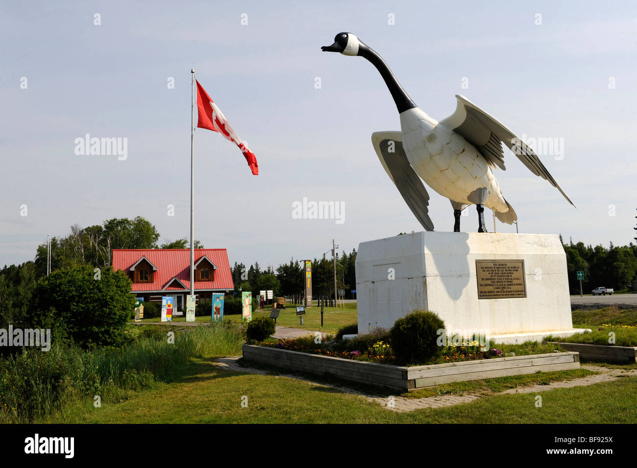 Wild Goose Statue in Wawa Ontario Canada Commemorates completion of Lake Superior stretch of Trans Canada Highway 17 Stock Photo