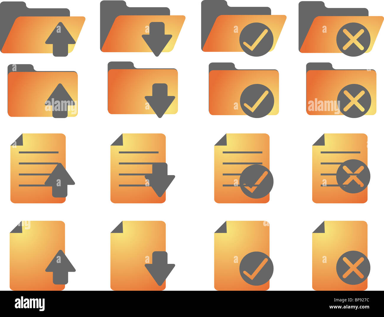 Document folder icon set, with different statuses Stock Photo - Alamy