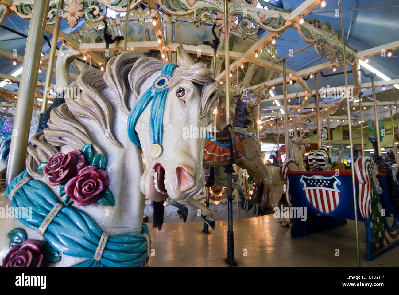 carousel horse Ocean City Maryland, Trimpers amusement park Stock Photo