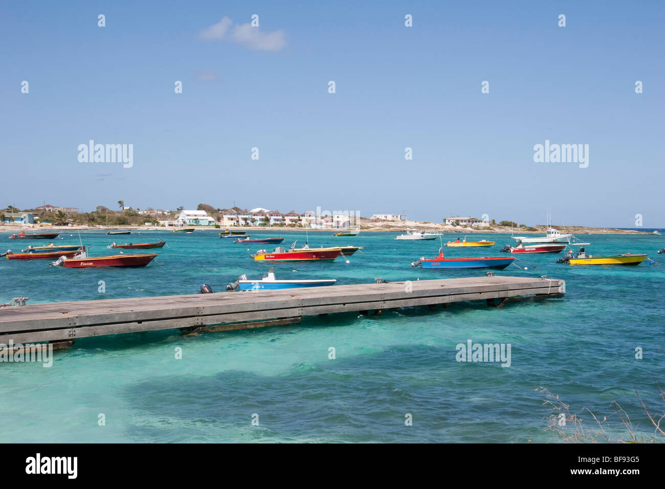 The public pier at Island Harbour on Anguilla Stock Photo