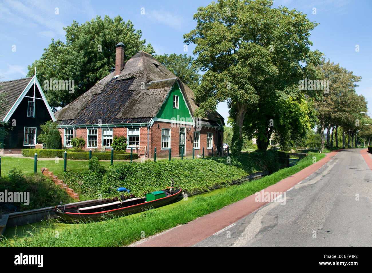 Farm House Beemster Holland Netherlands dutch boat Stock Photo