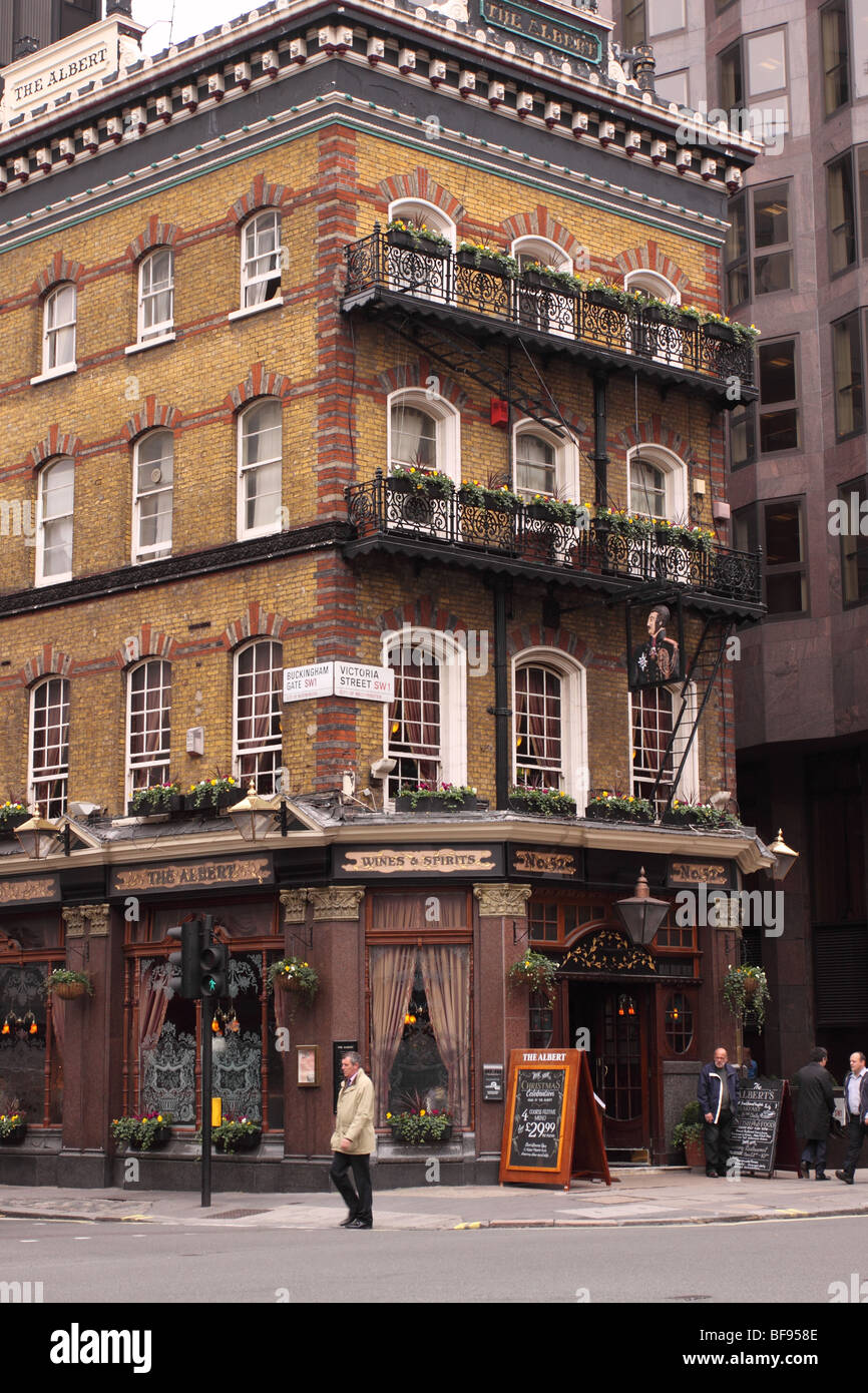 London The Albert pub on the junction of Victoria Street and Buckingham Gate Westminster was built in 1864 Stock Photo