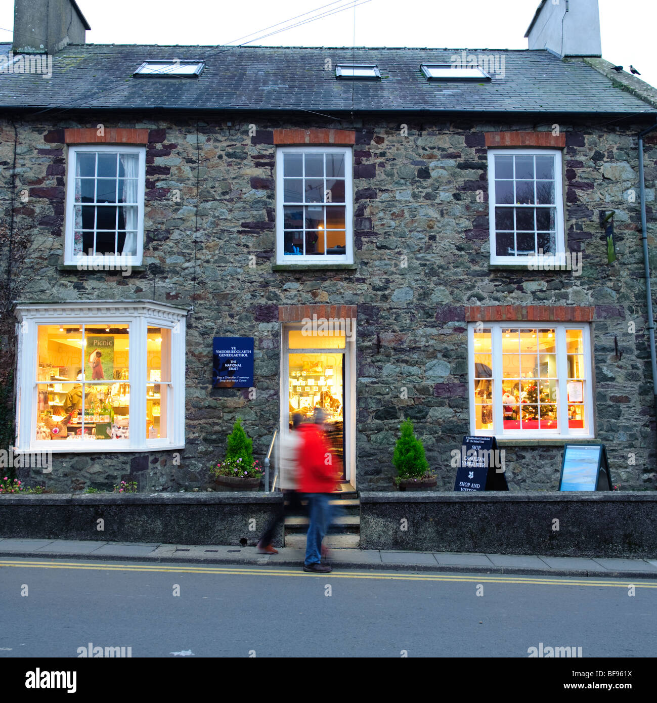 evening, exterior, National Trust shop and visitor centre , St Davids, Pembrokeshire Wales UK Stock Photo