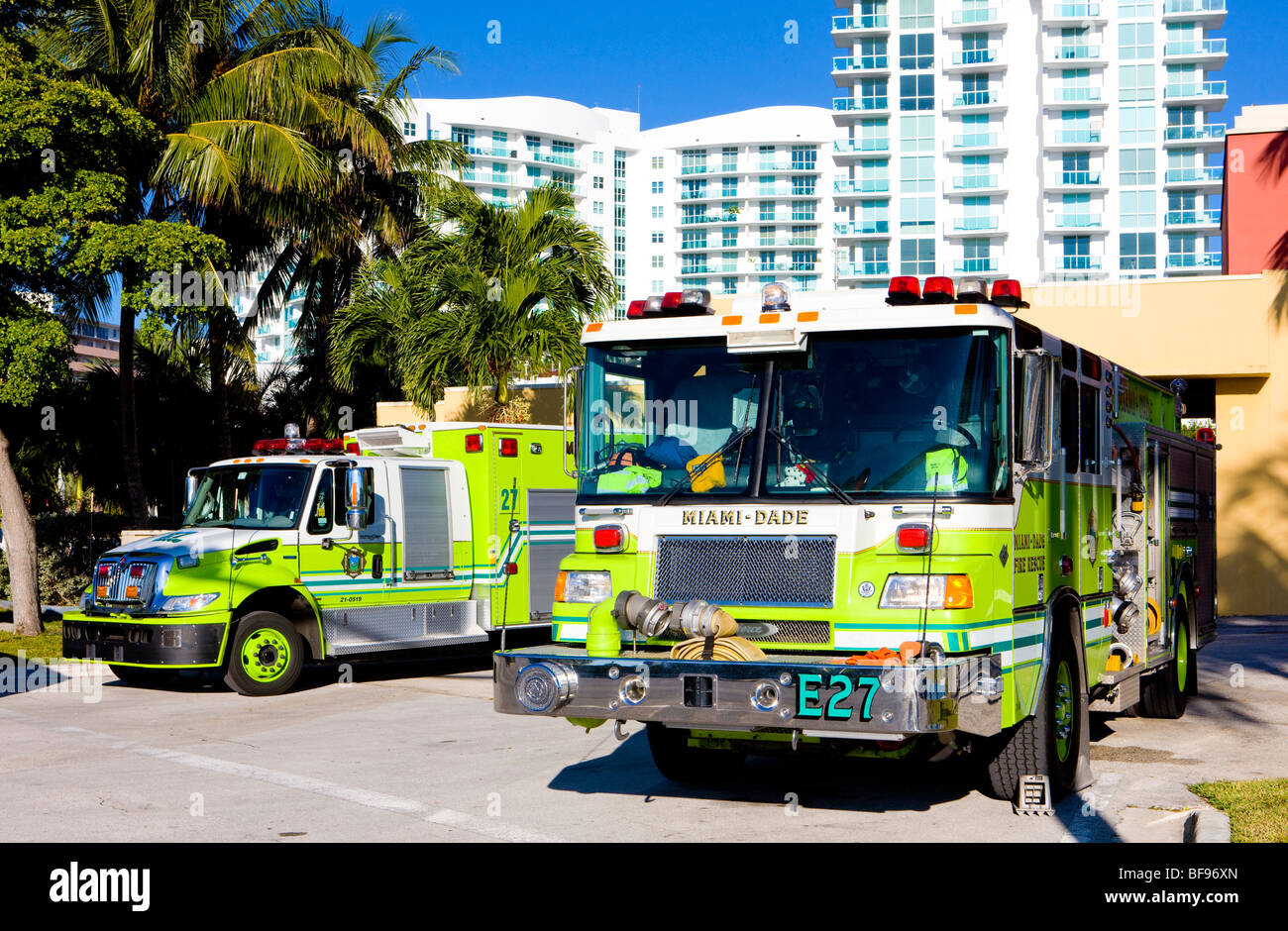 fire engines, Miami, Florida, USA Stock Photo