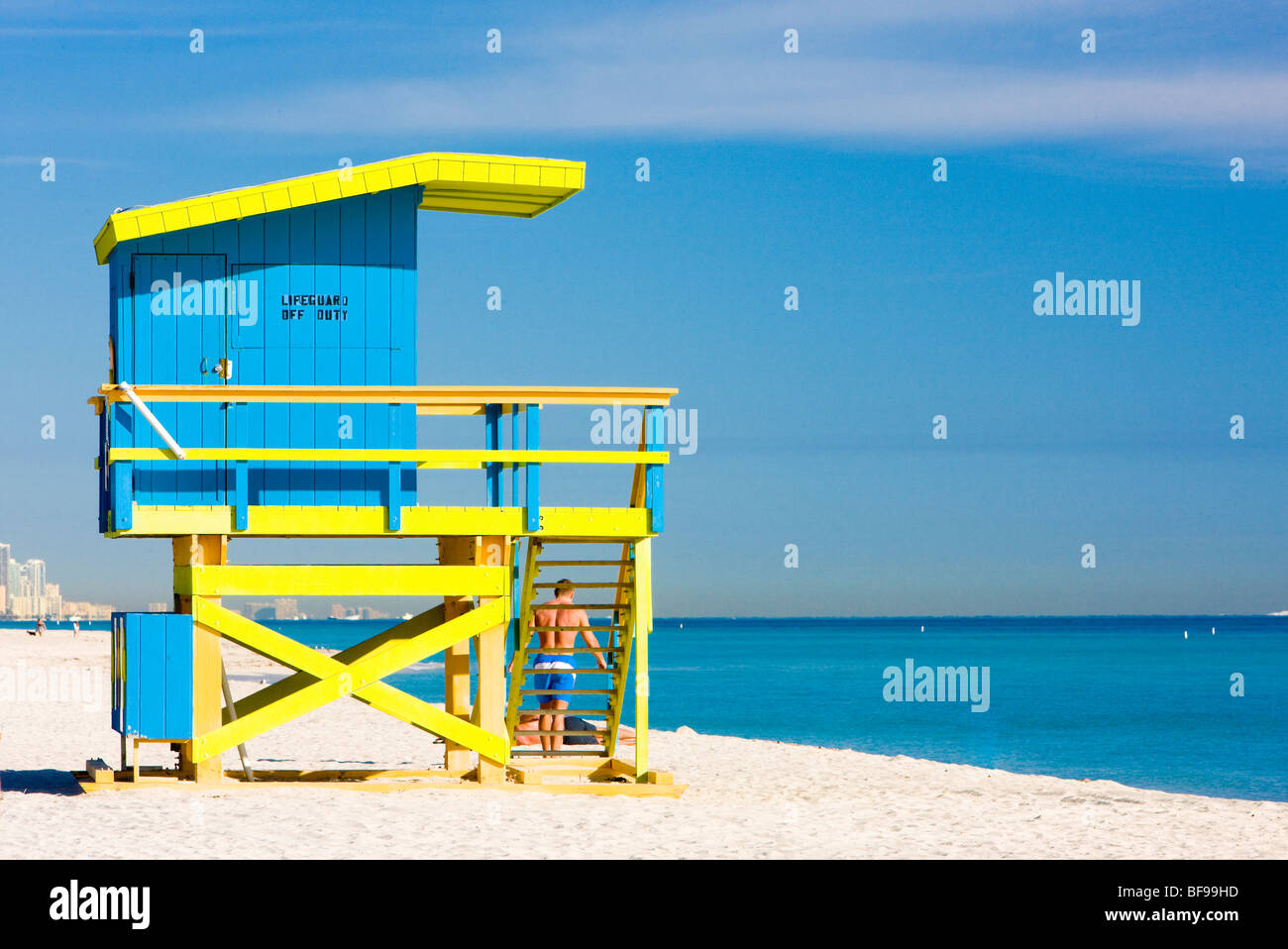 cabin on the beach, Miami Beach, Florida, USA Stock Photo