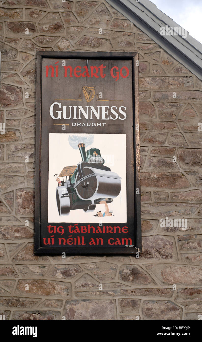 traditional Irish pub signs in southwest Ireland Stock Photo