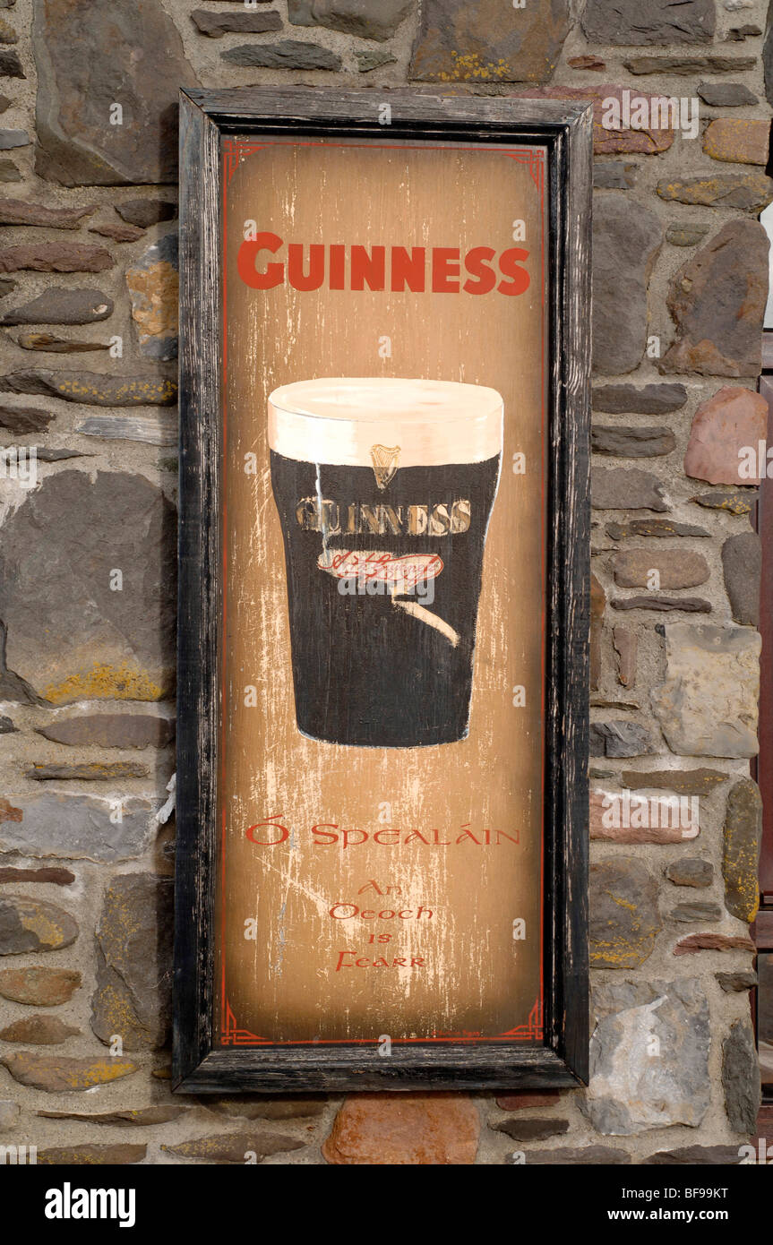 traditional Irish pub signs in southwest Ireland Stock Photo