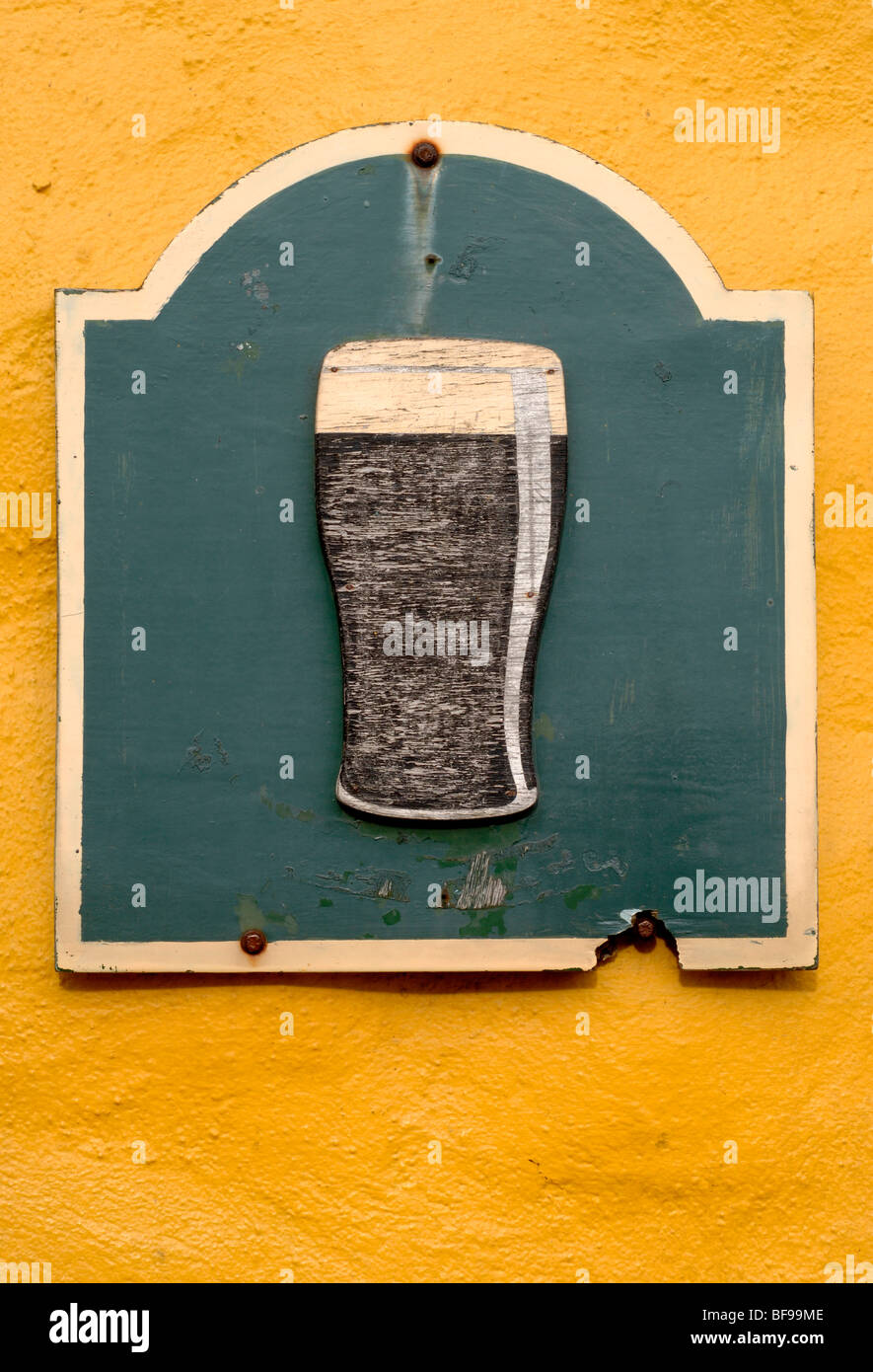 traditional Irish pub signs in southwest Ireland Stock Photo