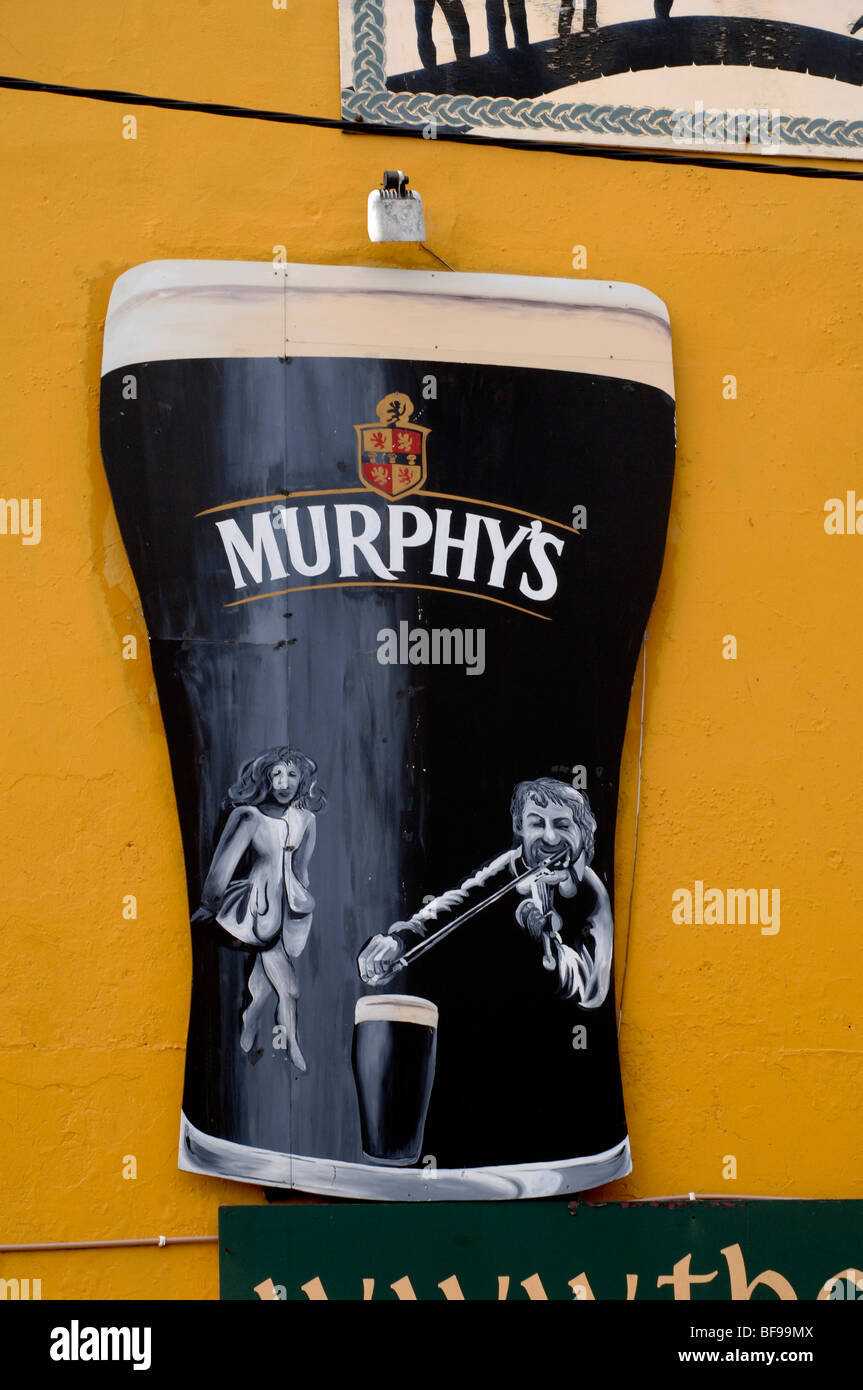 traditional Irish pub signs in southwest Ireland Stock Photo