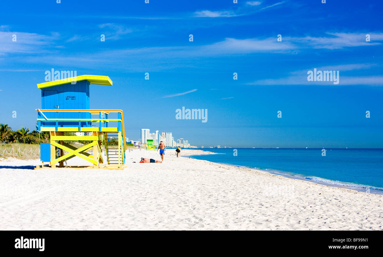 cabin on the beach, Miami Beach, Florida, USA Stock Photo