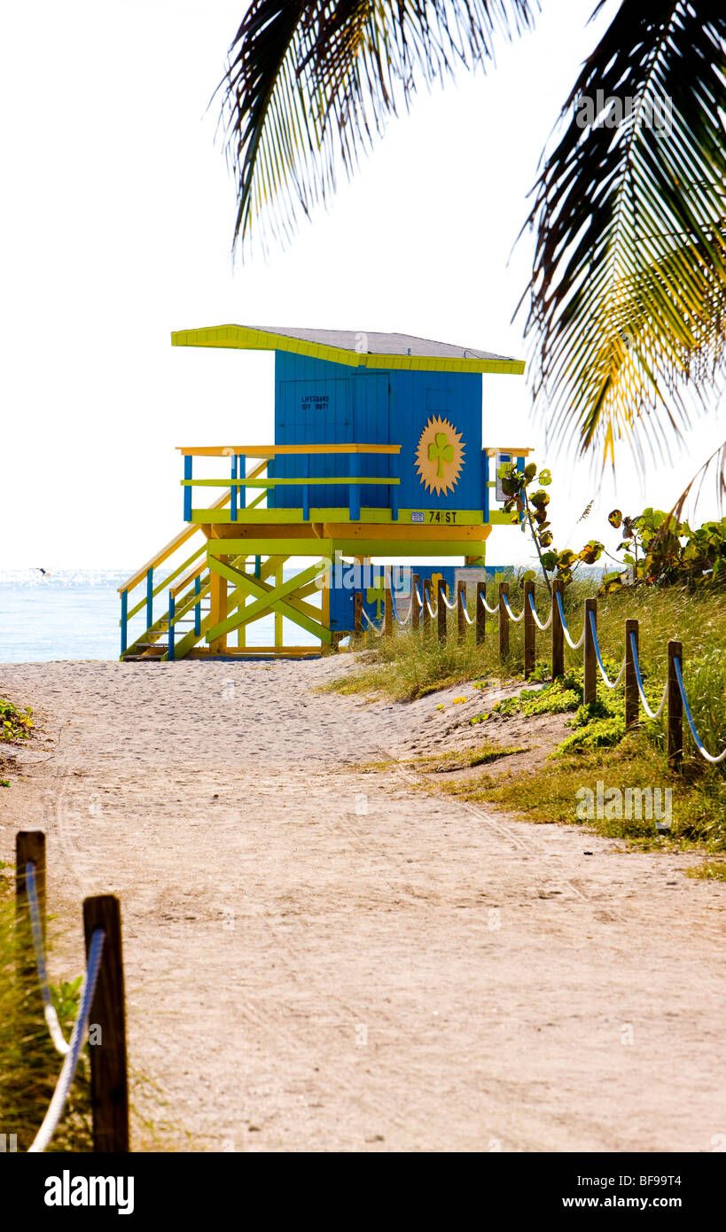 cabin on the beach, Miami Beach, Florida, USA Stock Photo