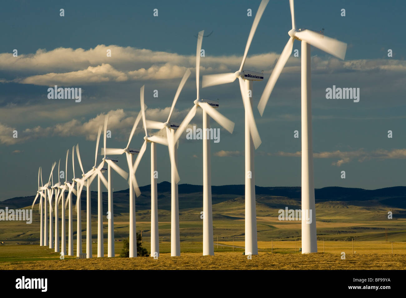 wind turbines, Pincher Creek, Alberta, Canada Stock Photo