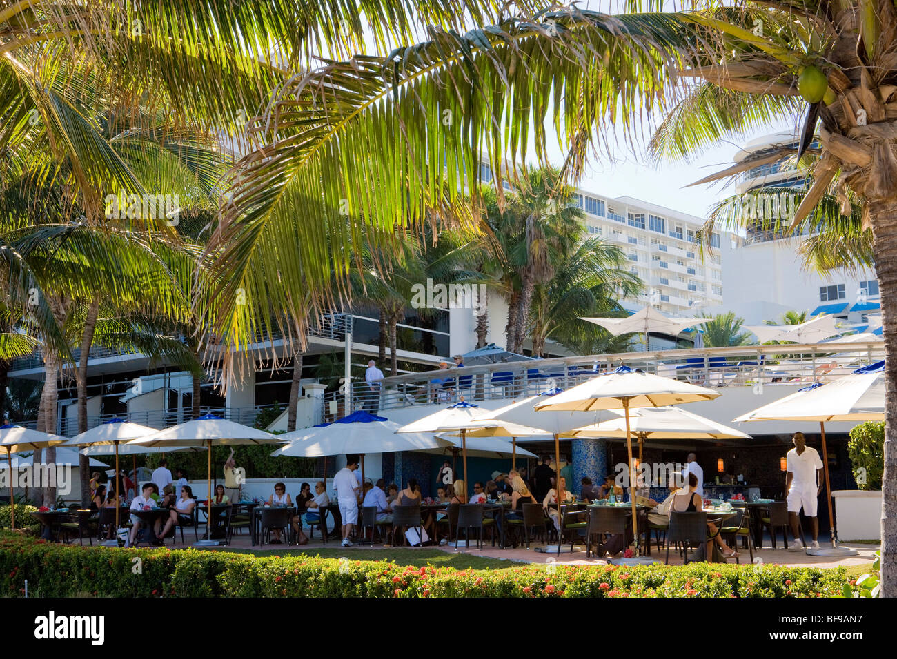 people in restaurant, Miami, Florida, USA Stock Photo