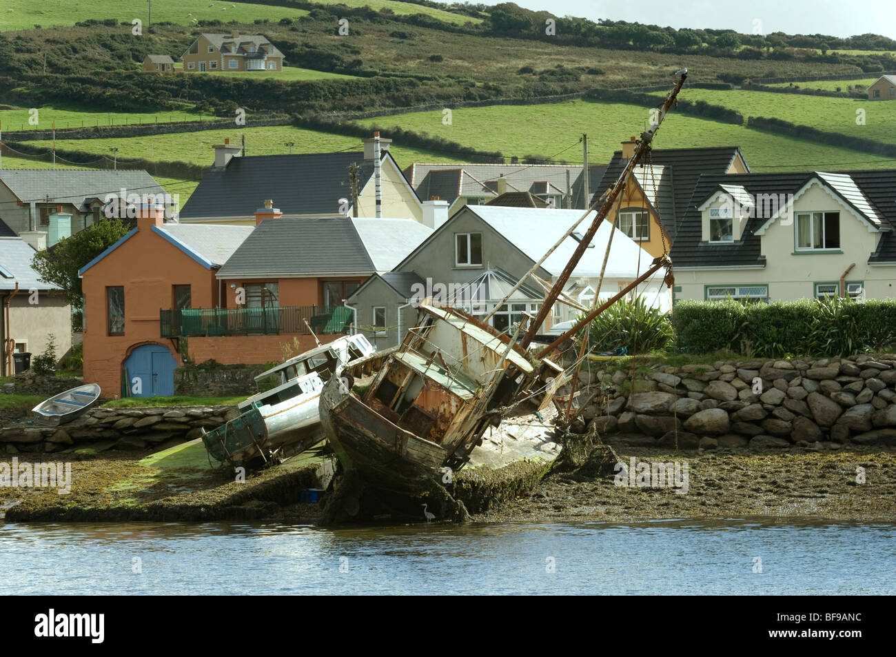 Old Fishing Vessels Moored At Dingle Harbour In Ireland Eu Stock